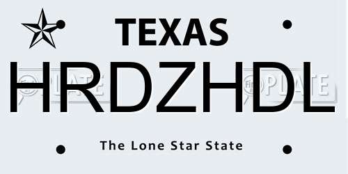 HRDZHDL Texas License Plate