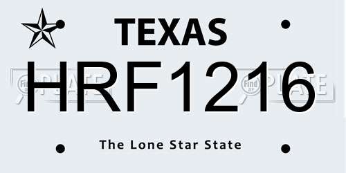 HRF1216 Texas License Plate