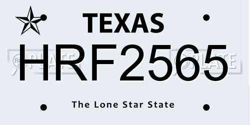 HRF2565 Texas License Plate