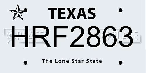 HRF2863 Texas License Plate