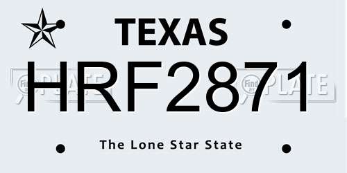 HRF2871 Texas License Plate