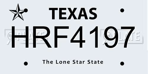 HRF4197 Texas License Plate
