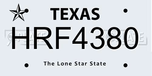 HRF4380 Texas License Plate