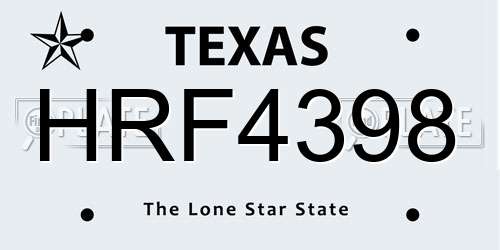 HRF4398 Texas License Plate