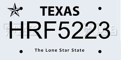 HRF5223 Texas License Plate