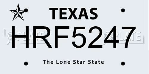 HRF5247 Texas License Plate