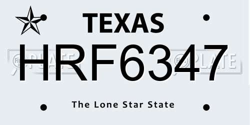 HRF6347 Texas License Plate