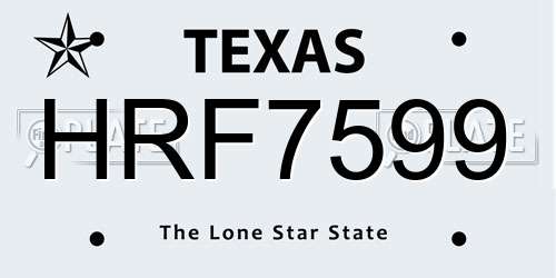 HRF7599 Texas License Plate