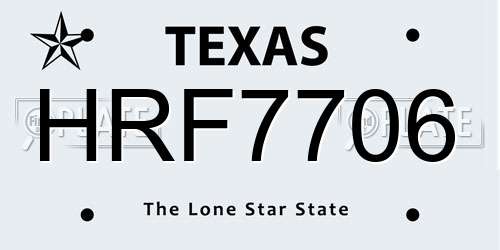 HRF7706 Texas License Plate
