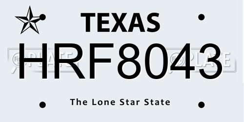 HRF8043 Texas License Plate