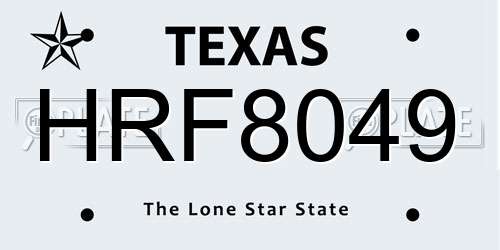 HRF8049 Texas License Plate