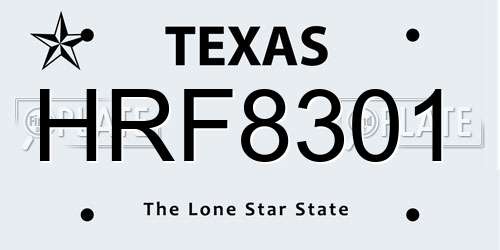 HRF8301 Texas License Plate