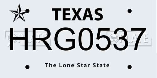 HRG0537 Texas License Plate