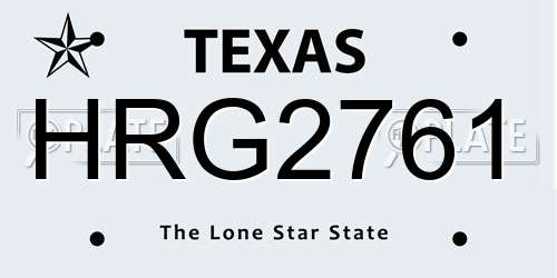 HRG2761 Texas License Plate