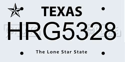 HRG5328 Texas License Plate