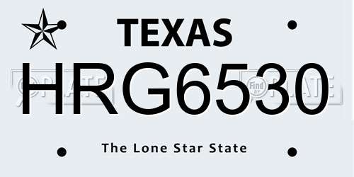 HRG6530 Texas License Plate