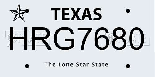 HRG7680 Texas License Plate