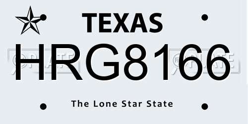 HRG8166 Texas License Plate