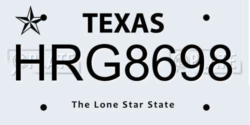 HRG8698 Texas License Plate