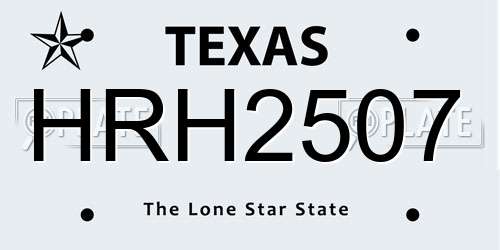 HRH2507 Texas License Plate
