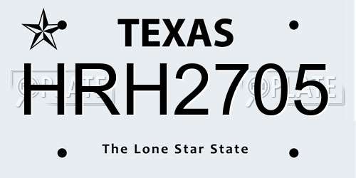 HRH2705 Texas License Plate