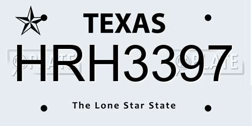 HRH3397 Texas License Plate