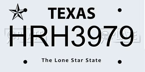 HRH3979 Texas License Plate