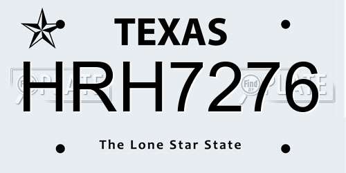 HRH7276 Texas License Plate