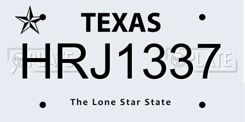 HRJ1337 Texas License Plate