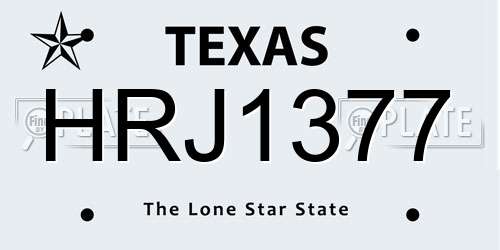 HRJ1377 Texas License Plate