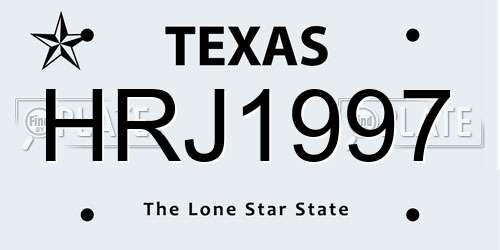 HRJ1997 Texas License Plate