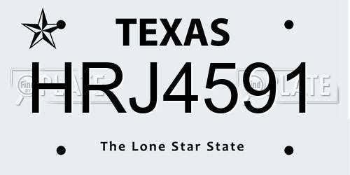 HRJ4591 Texas License Plate