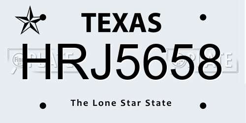 HRJ5658 Texas License Plate
