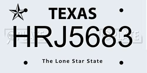 HRJ5683 Texas License Plate