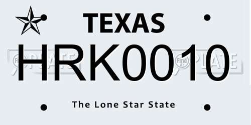 HRK0010 Texas License Plate