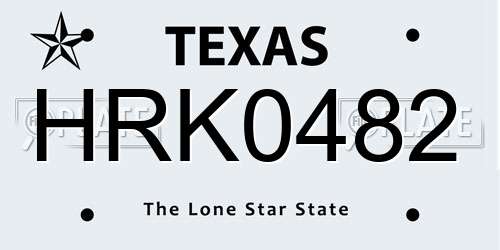 HRK0482 Texas License Plate