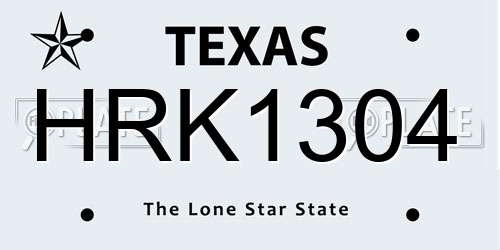 HRK1304 Texas License Plate