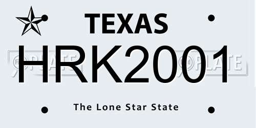 HRK2001 Texas License Plate