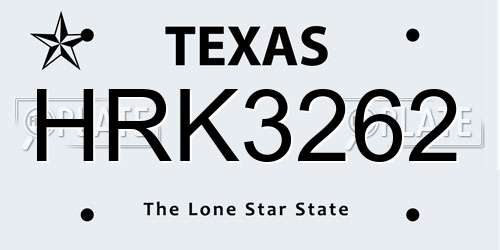 HRK3262 Texas License Plate
