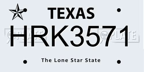 HRK3571 Texas License Plate
