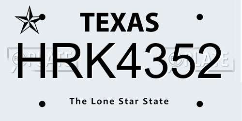 HRK4352 Texas License Plate