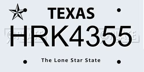 HRK4355 Texas License Plate
