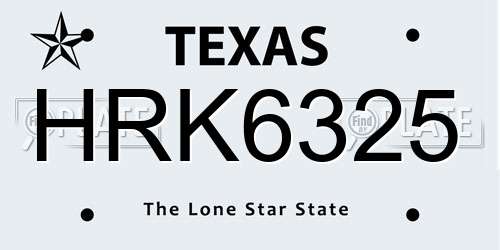 HRK6325 Texas License Plate