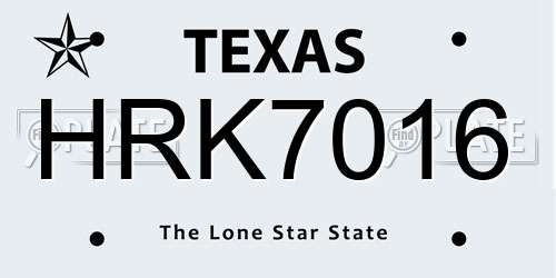HRK7016 Texas License Plate