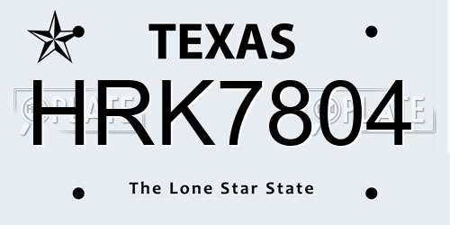 HRK7804 Texas License Plate