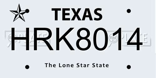 HRK8014 Texas License Plate