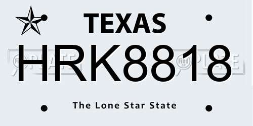 HRK8818 Texas License Plate