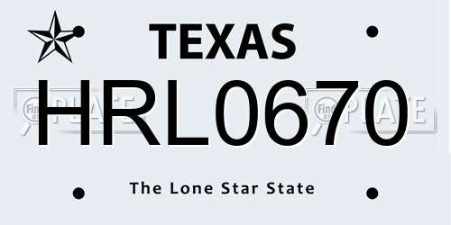 HRL0670 Texas License Plate