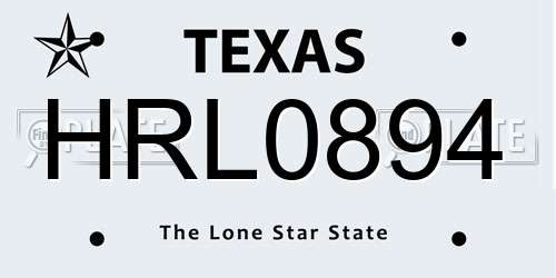 HRL0894 Texas License Plate