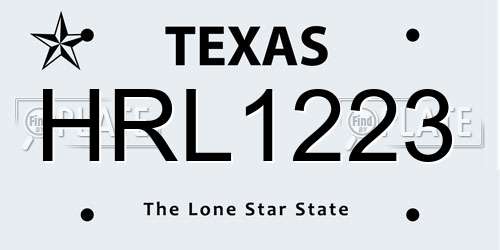 HRL1223 Texas License Plate